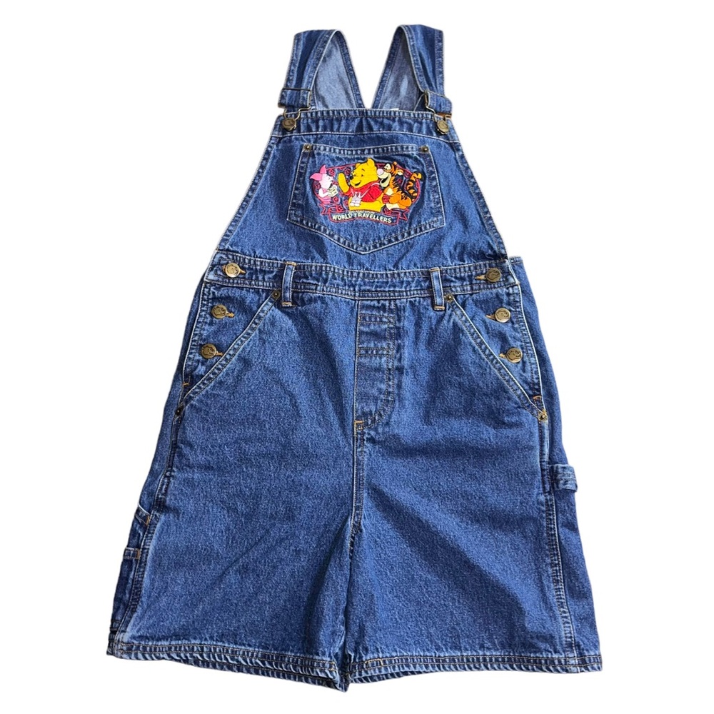 Vtg Winnie the Pooh overall shortall shorts bibs character 90s girls med 10 12